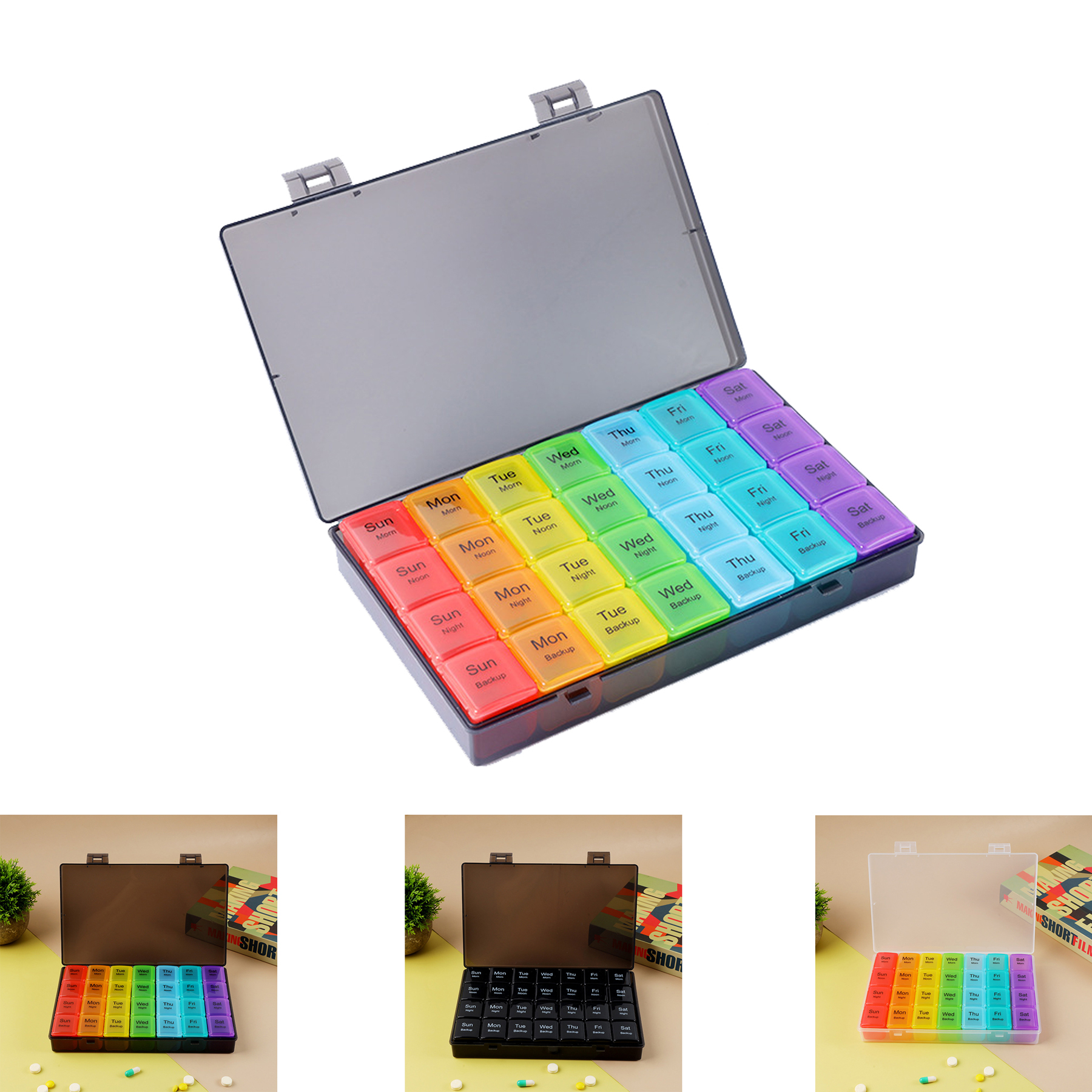 Large 28-Compartment Travel Pill Organizer 3