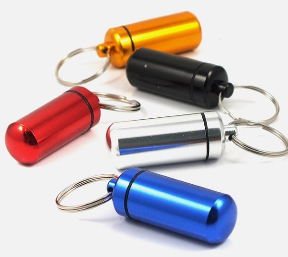 Watertight Aluminum Pill Case with Keyring 1