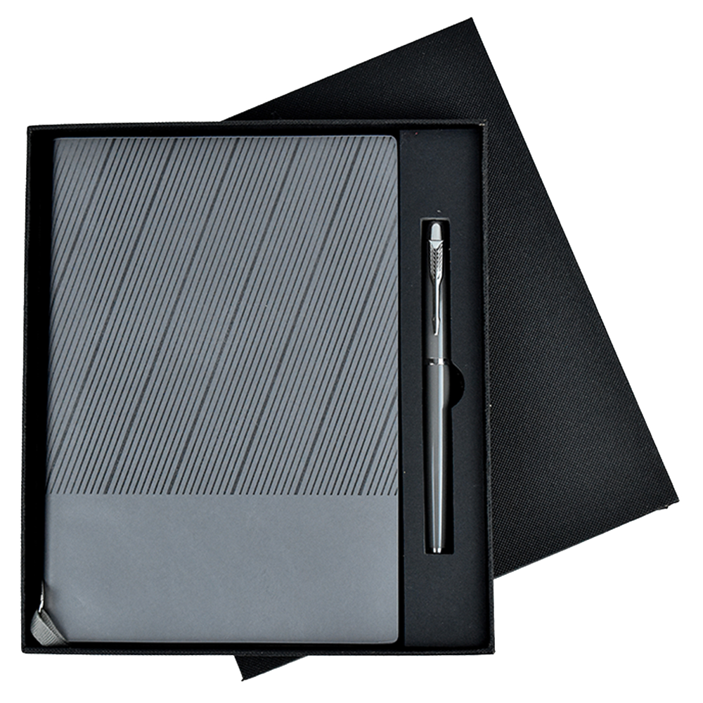 TiTUS® Xecutive Corduroy PU Lather A5 Notebook with Metal Bookmark, Pen in EVA Case Gift Set