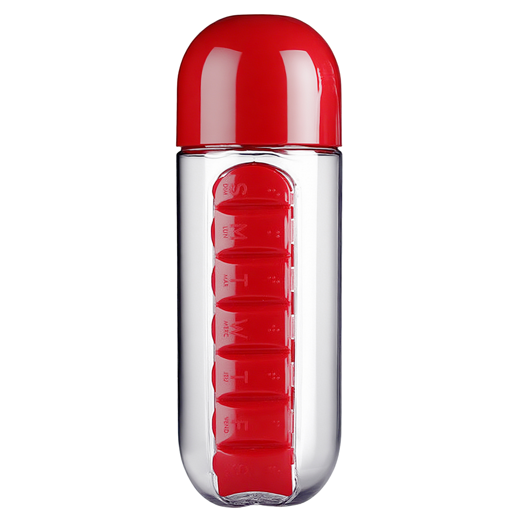 20 OZ Portable 7-Day 2-In-1 Plastic Pill Case With Water Bottle 3