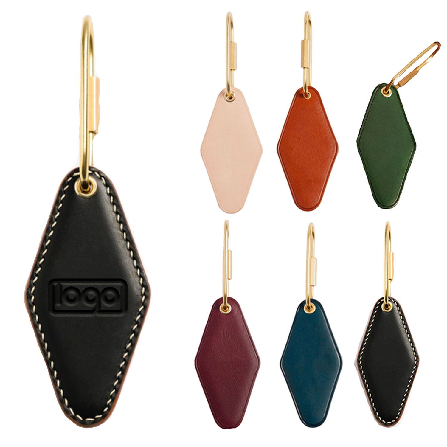 PU Leather Diamond Shaped Keychain 2
