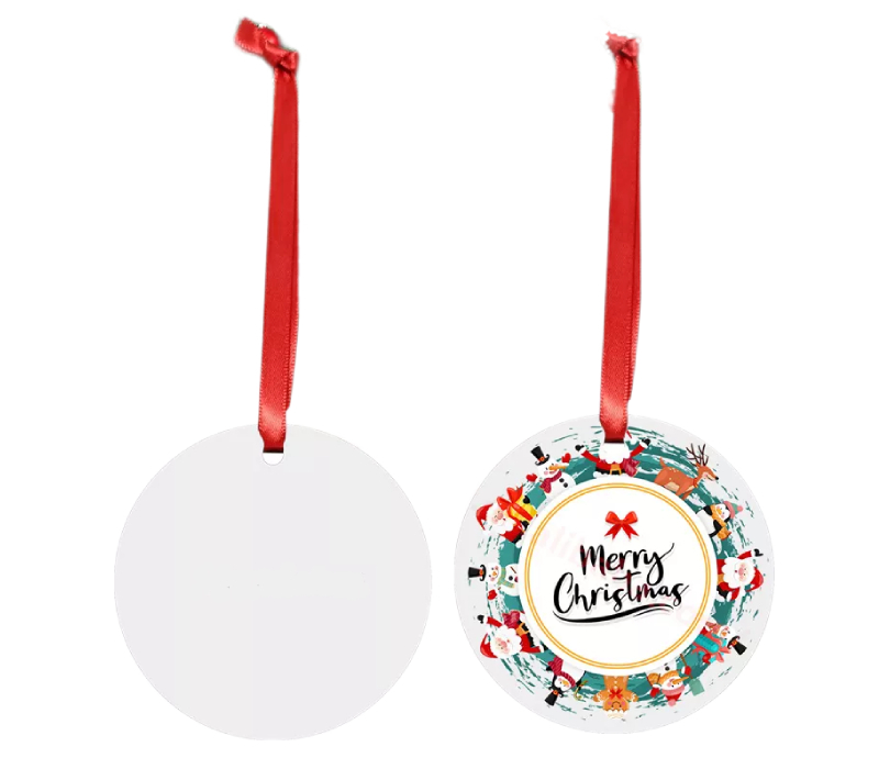 Round Aluminum Double-Sided Christmas Ornament 1