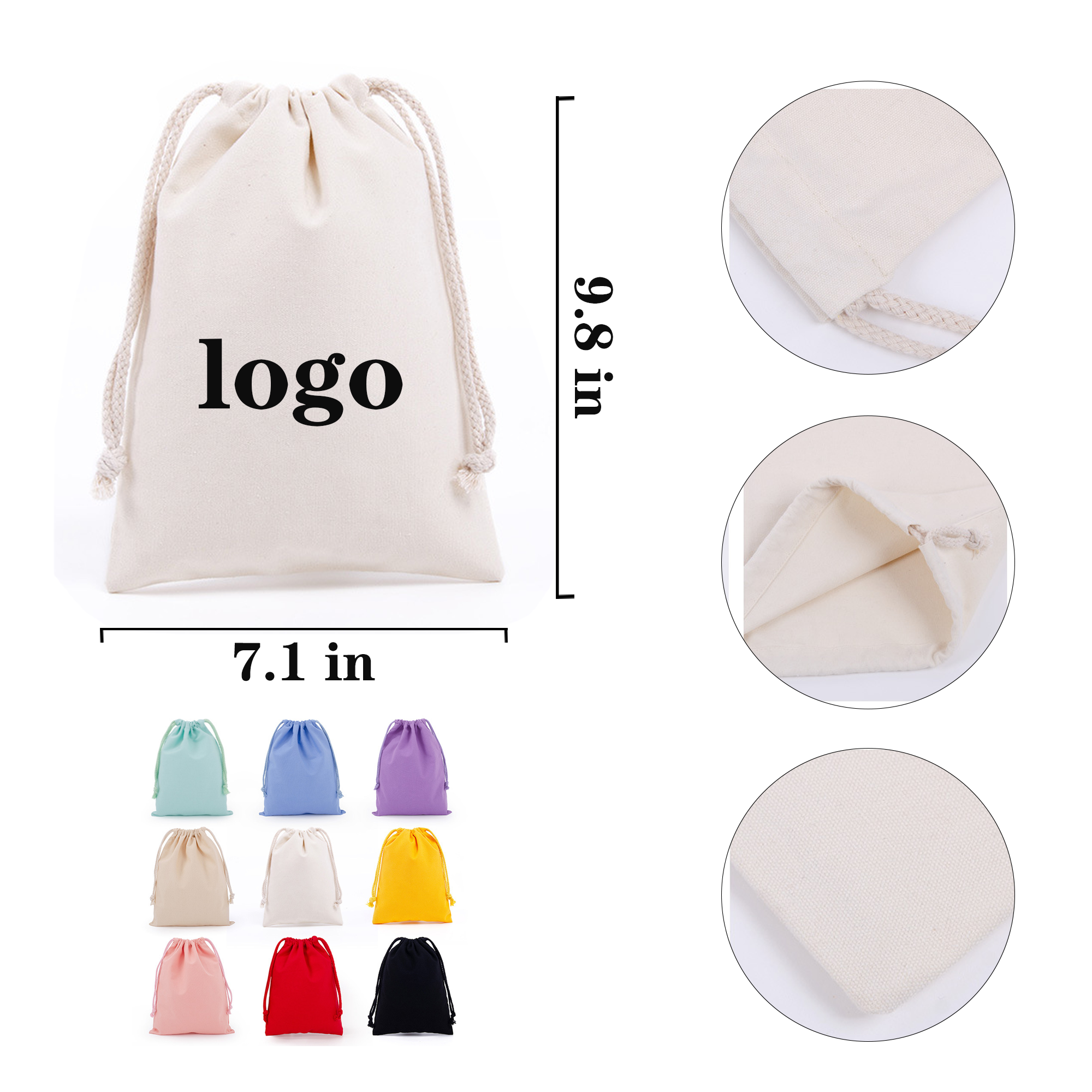 Customizable Artistic Cotton Drawstring Pocket 2
