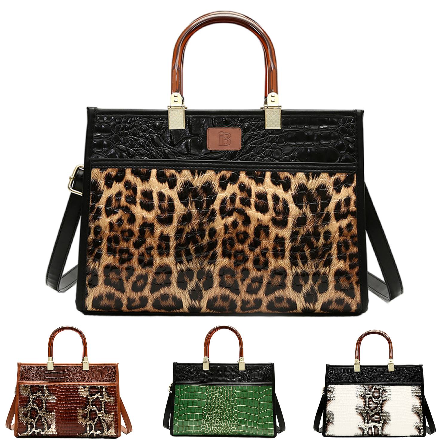 PU Leather Leopard Tote Crossbody Bag 10