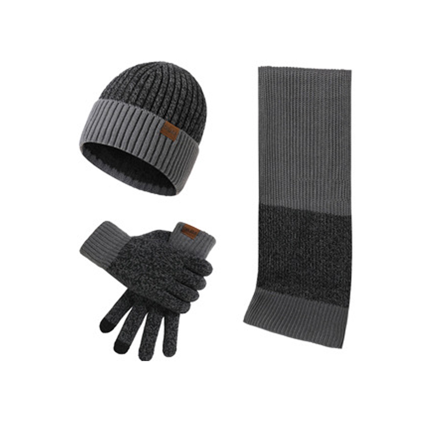 Beanie Hat Scarf Touch Screen Gloves Set 5