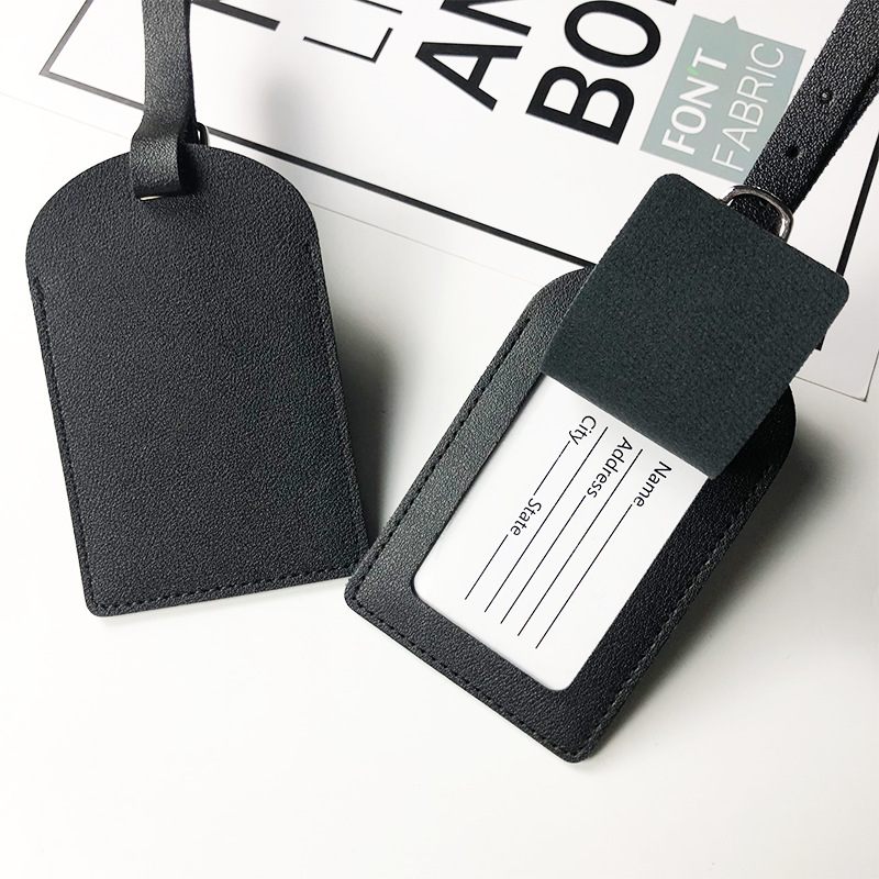 PU Leather Luggage Bag Tags w/Privacy Cover 9