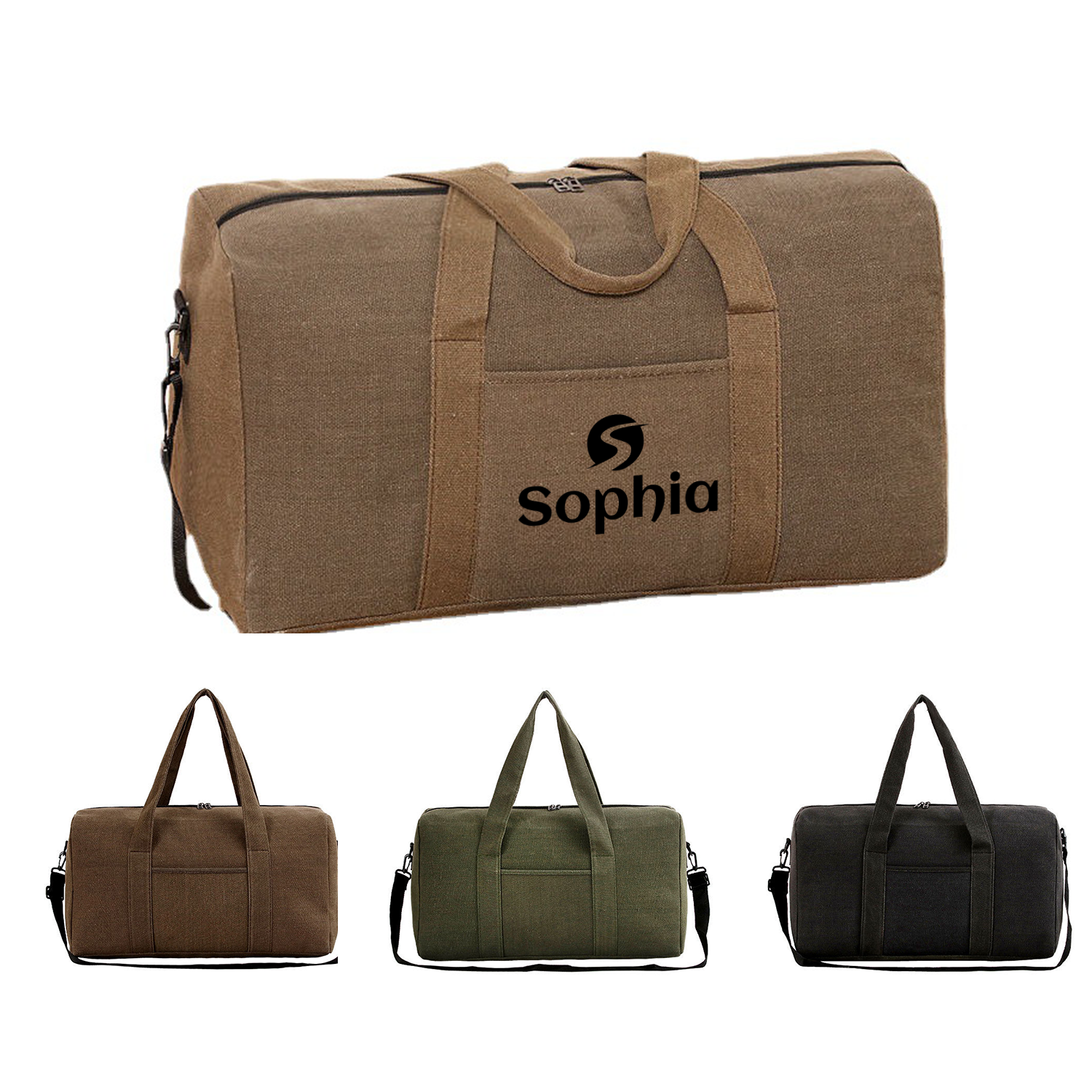Large Capacity Canvas Dual Zipper Travel Duffel Bag 2