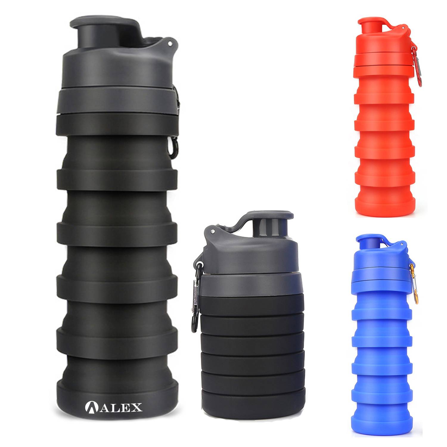 16.6 oz Silicone Foldable Water Bottles for Travel Camping 7
