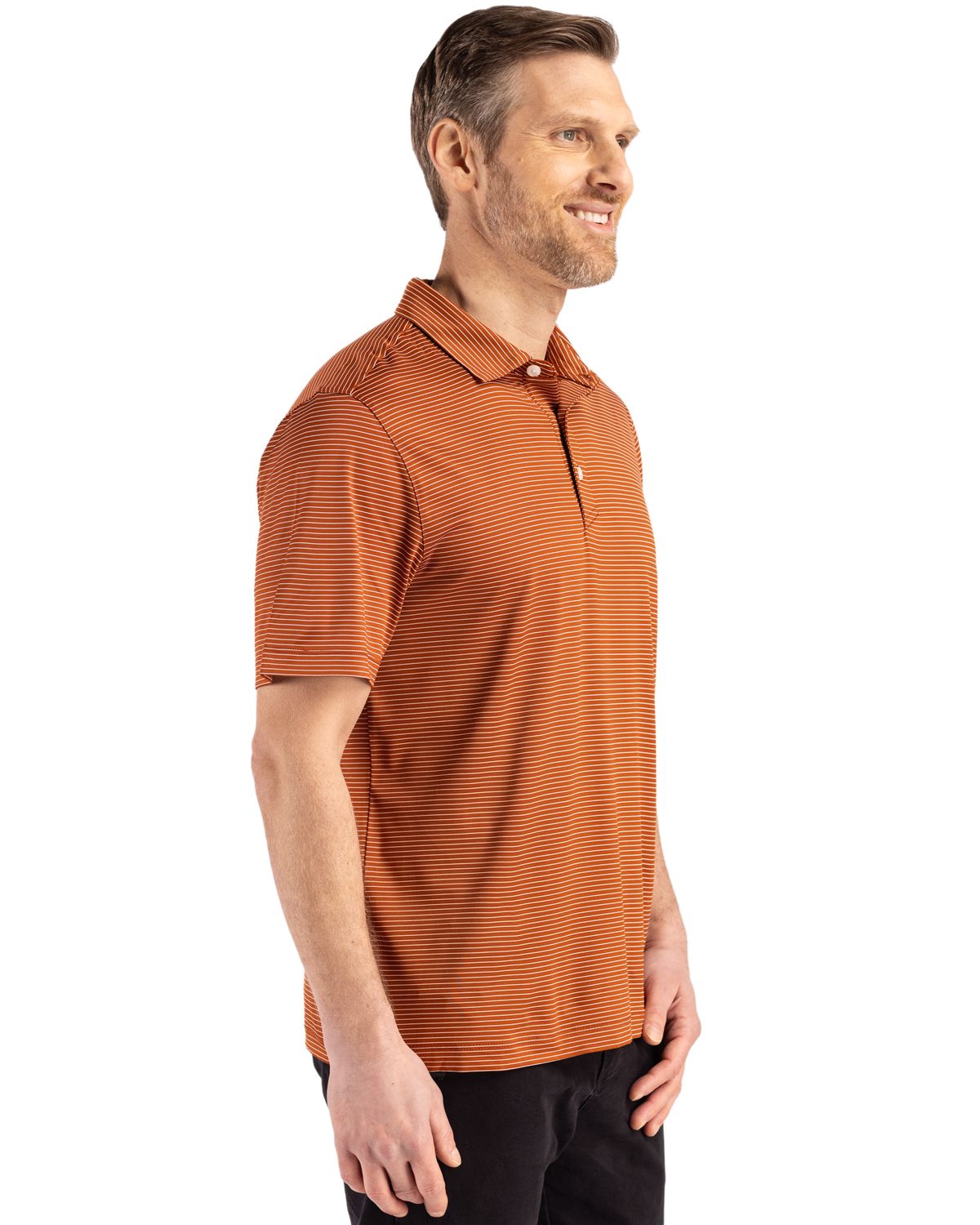 Cutter & Buck Forge Recycled Fine Line Stripe Four-Way Stretch Mens Polo 52
