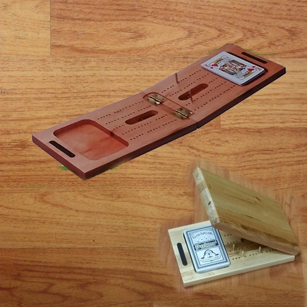 Wooden Travel Cribbage & Card Set 1