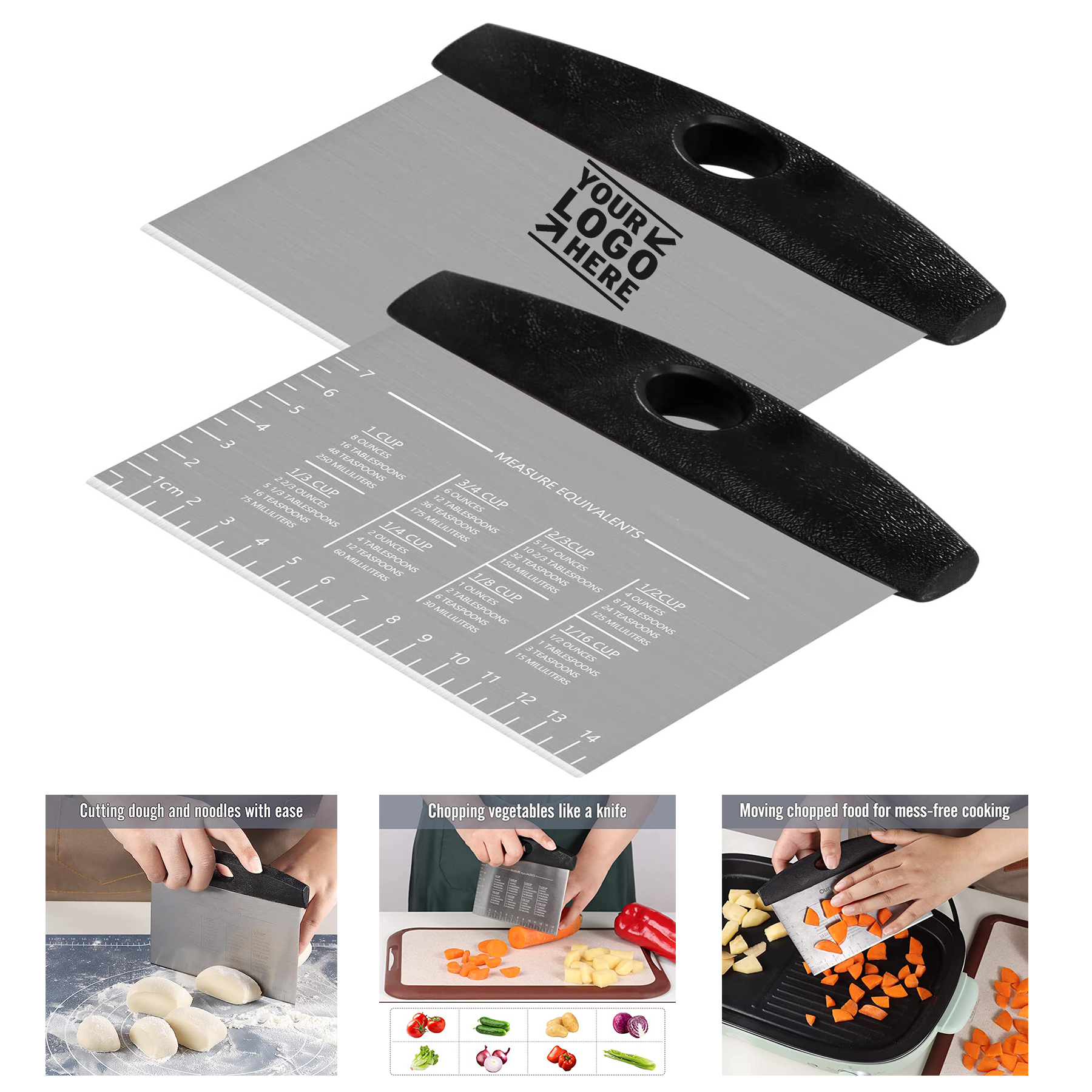 2 Pack Dough Pastry Bench Cutter Scraper, Ourokhome Stainless Steel Pizza Cutter