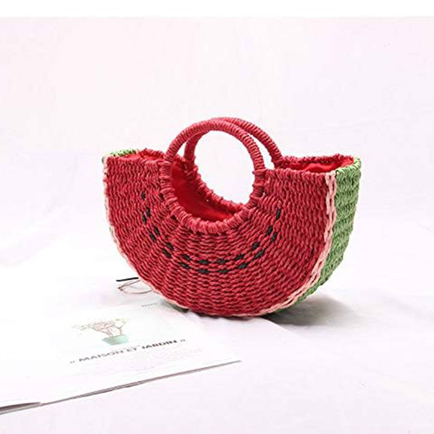 Semi-circle Rattan Watermelon Straw Handbags 3