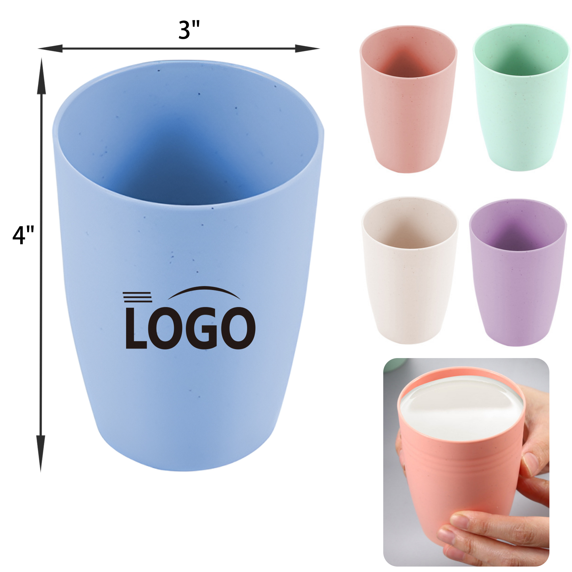 Lightweight 15OZ Wheat Straw Plastic Mouthwash Cup 5