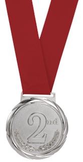 2nd Place Olympic Style Medal with Ribbon 3-1/4" 1