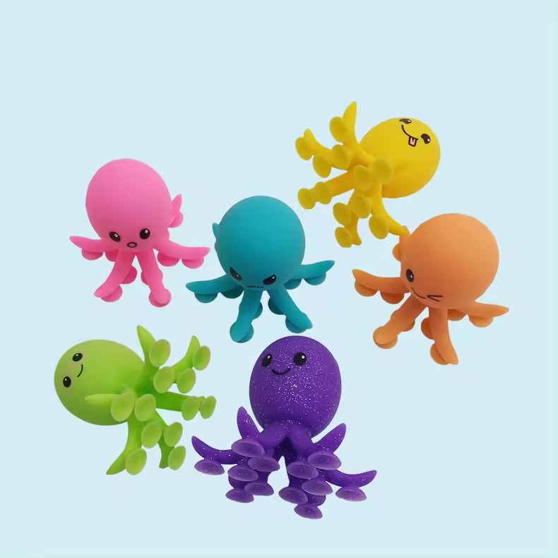Soft Silicone Octopus Stress Reliever Toy With Suction Cups 1