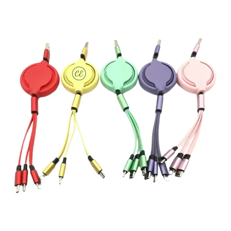 3 in 1 Retractable Charge Cables 3.6ft 2