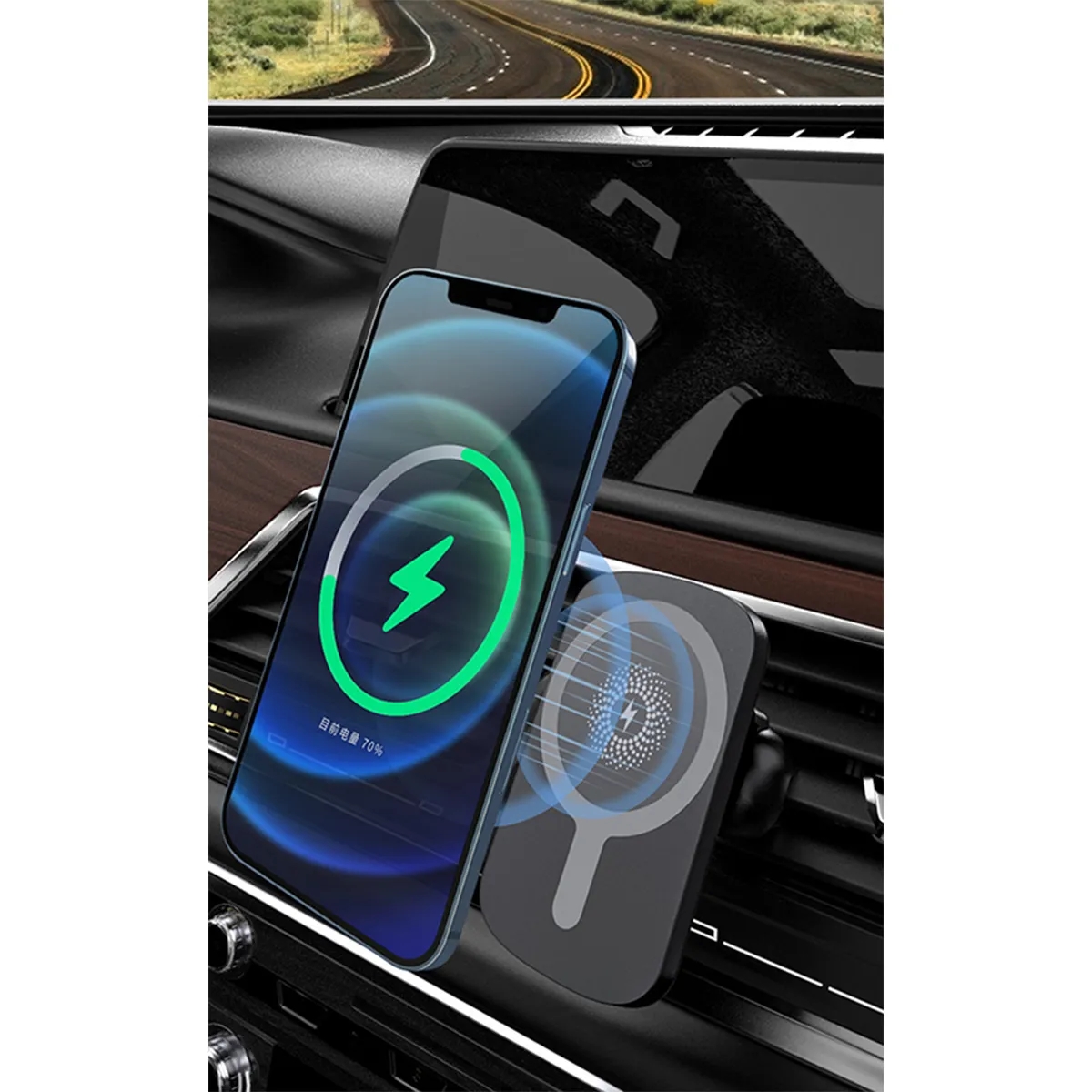 15W Portable Car MagSafe Wireless Fast Charger Phone Holder 5
