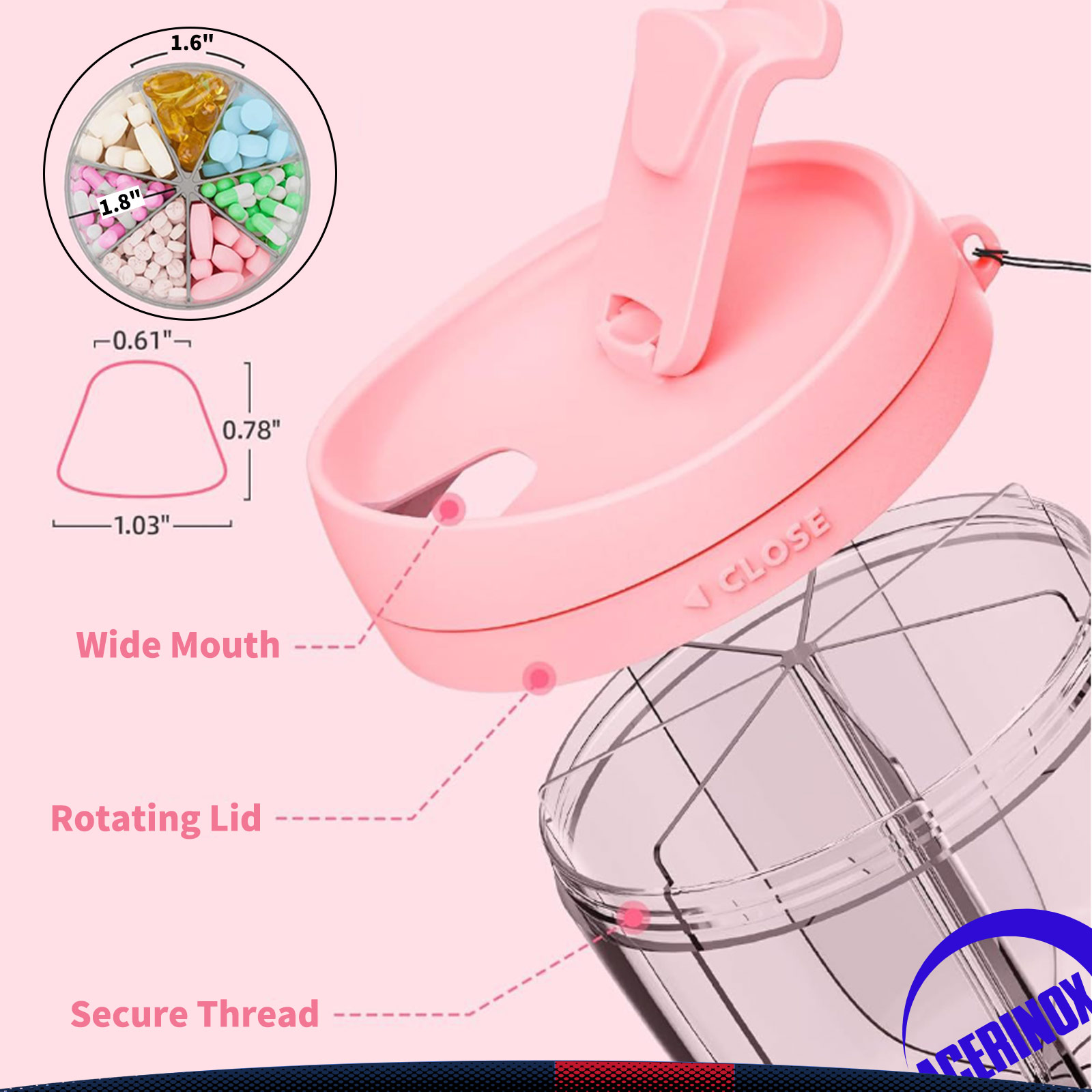 Septra 7-Compartment Rotating Pill Dispenser 7