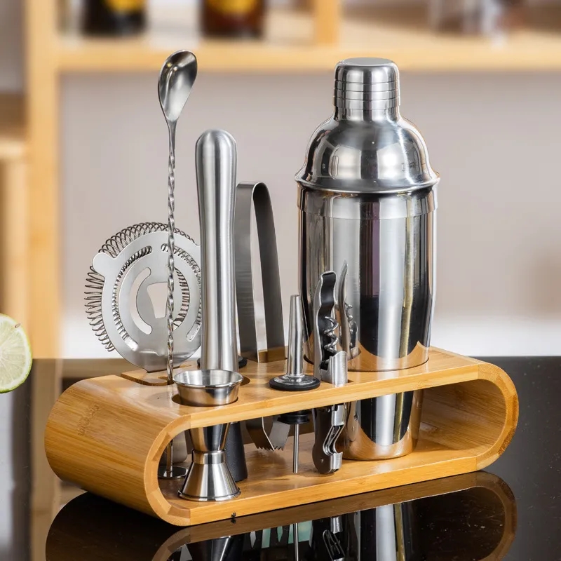Cocktail Shaker Set Bartender Kit with Stand 5
