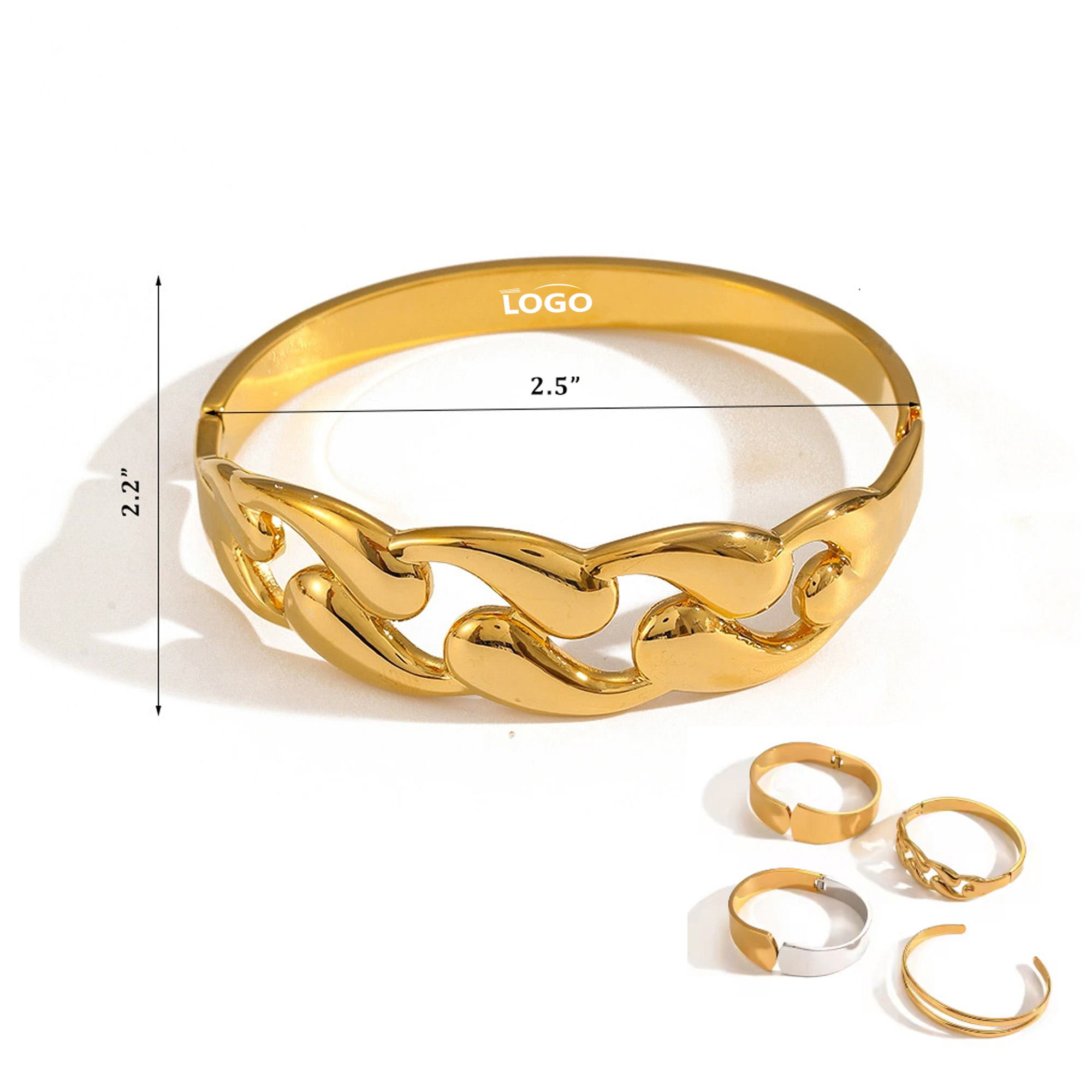 High Glossy Stainless Steel Open Bracelet 2
