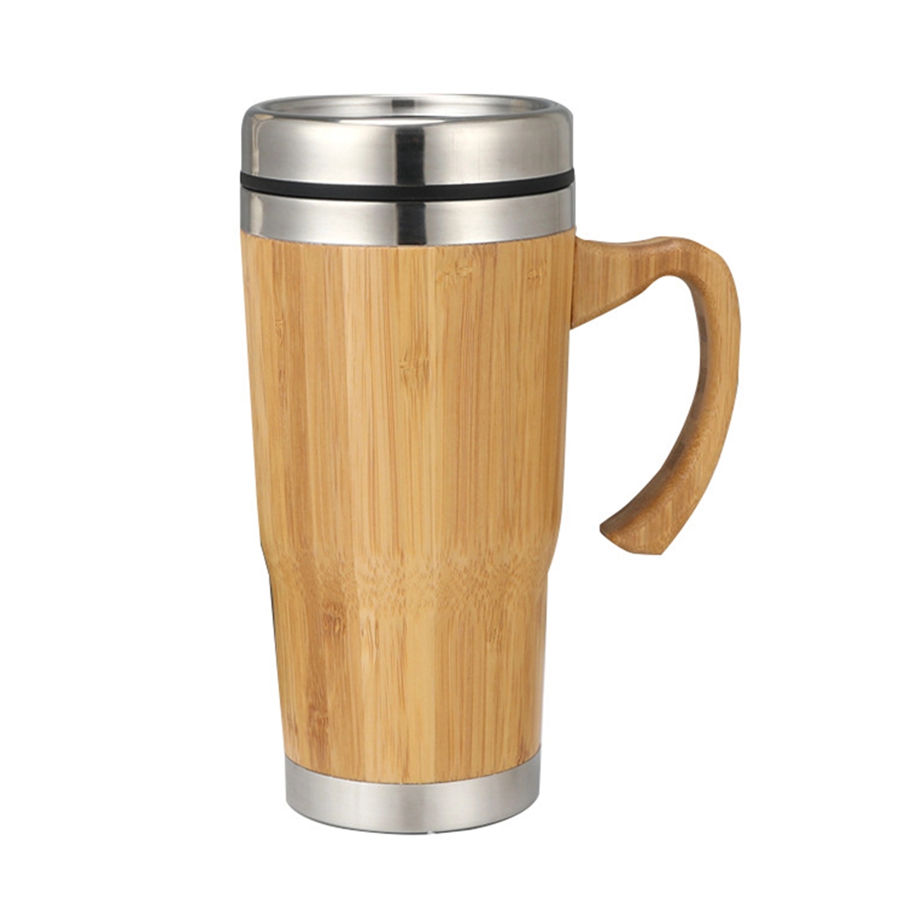 15 OZ Stainless Steel Bamboo Tumbler with Handle 10