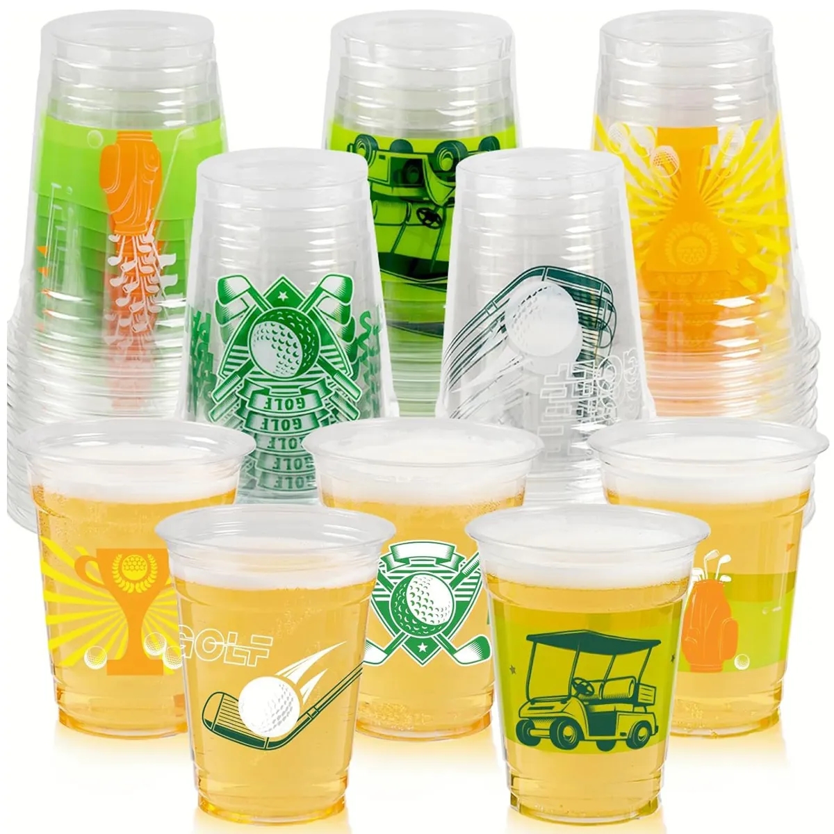 12 oz Disposable Clear Plastic Cups with Lids 6