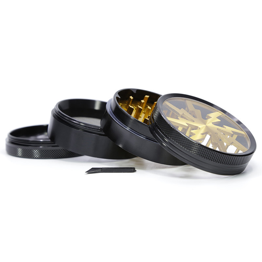 Premium Aluminum Alloy Herb Grinder 2.45" 4 Piece Metal Grinder with Pollen Catcher and Clear 22