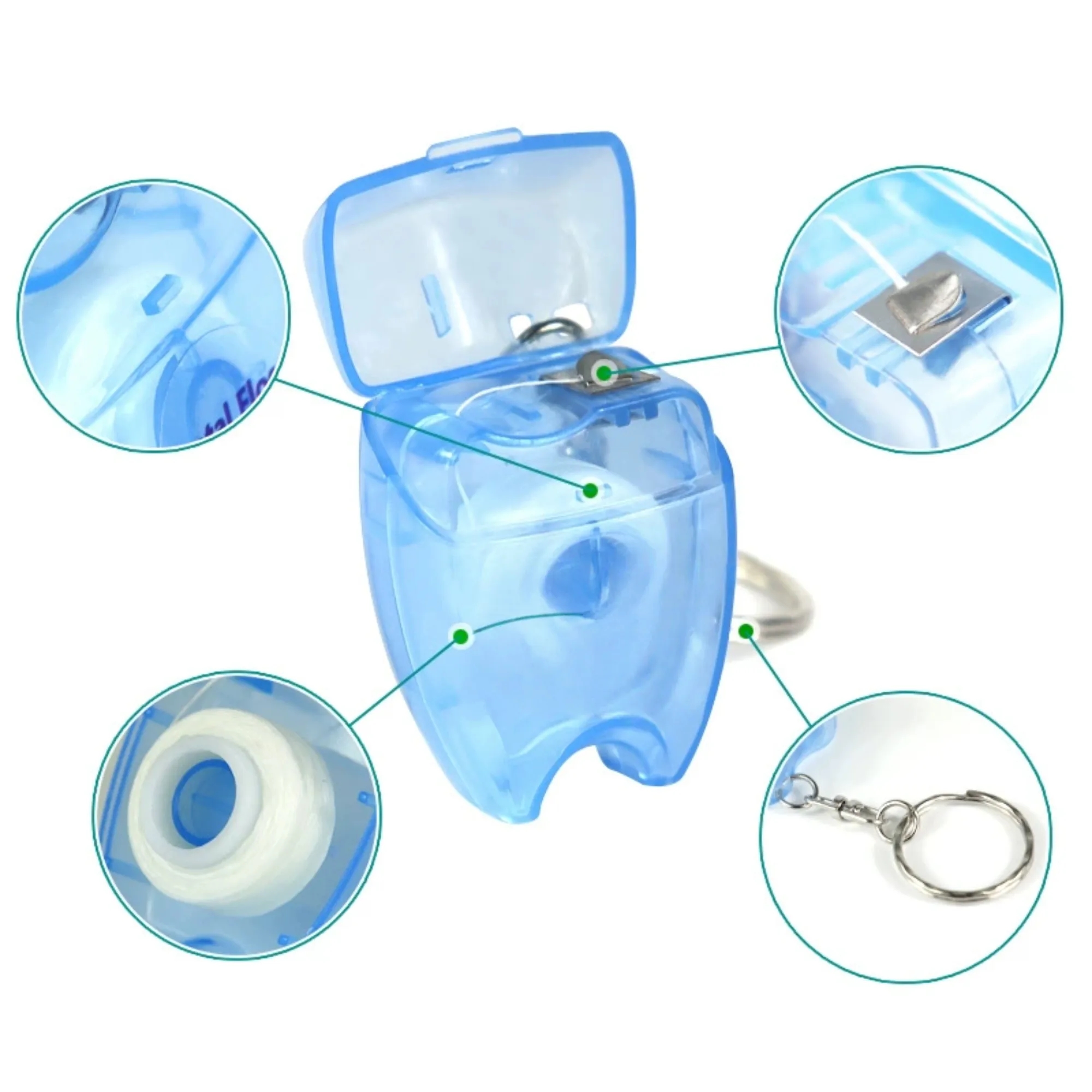 Small Tooth-Shaped Keychain Dental Floss Roll 1