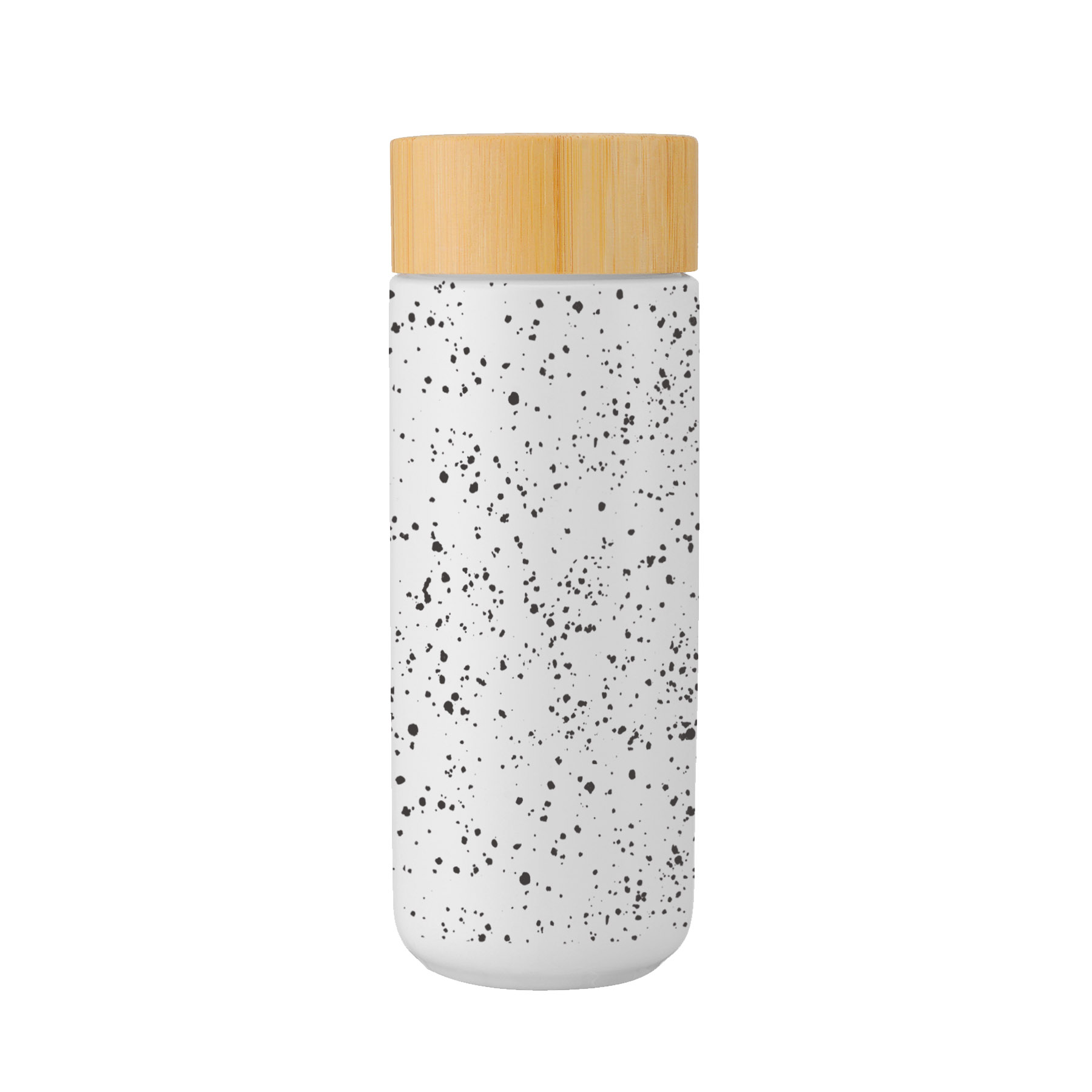 10 oz. Speckled Design Double Wall Ceramic Bottle w/Bamboo Lid 6