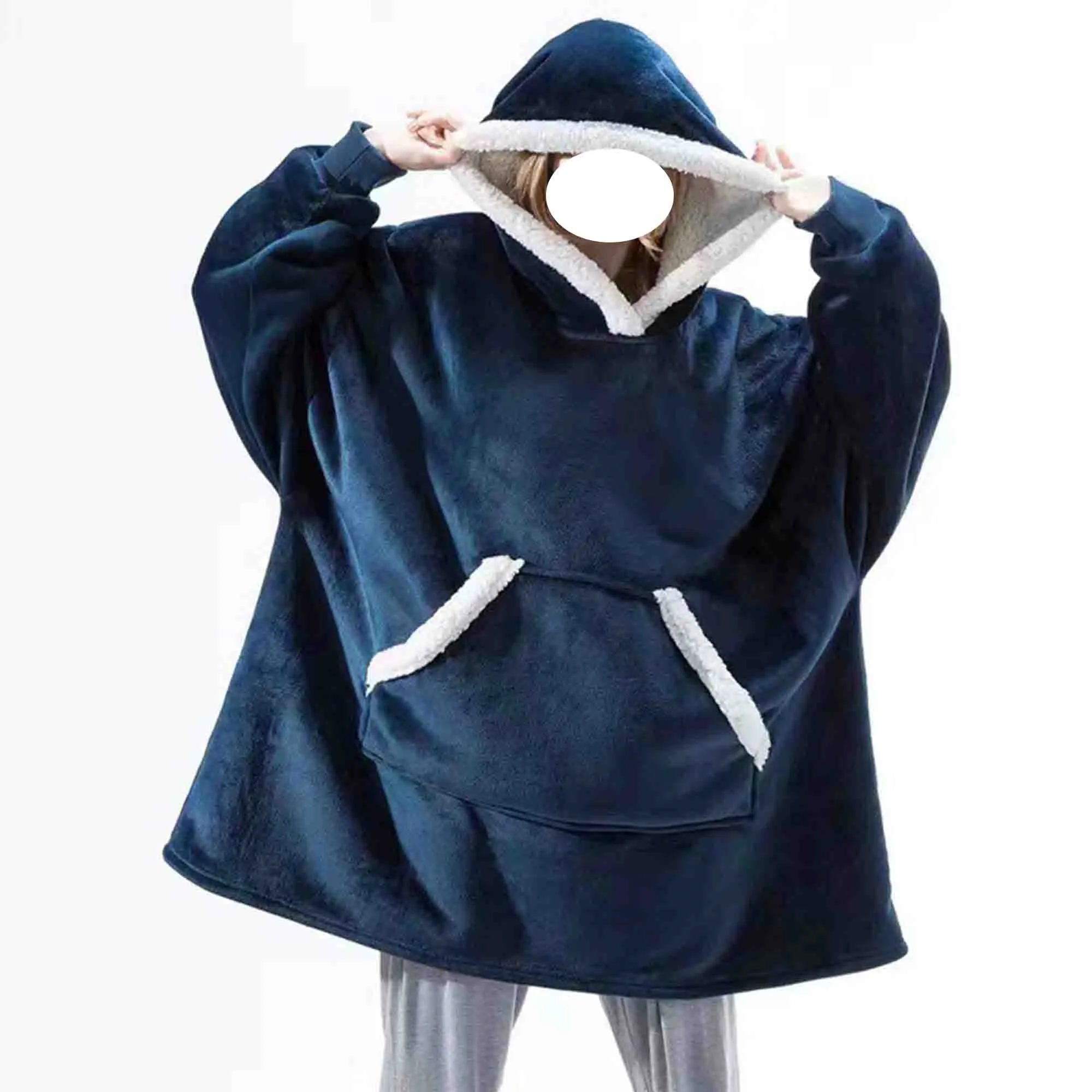 Oversized Sherpa Thick Wearable Blanket Hoodie