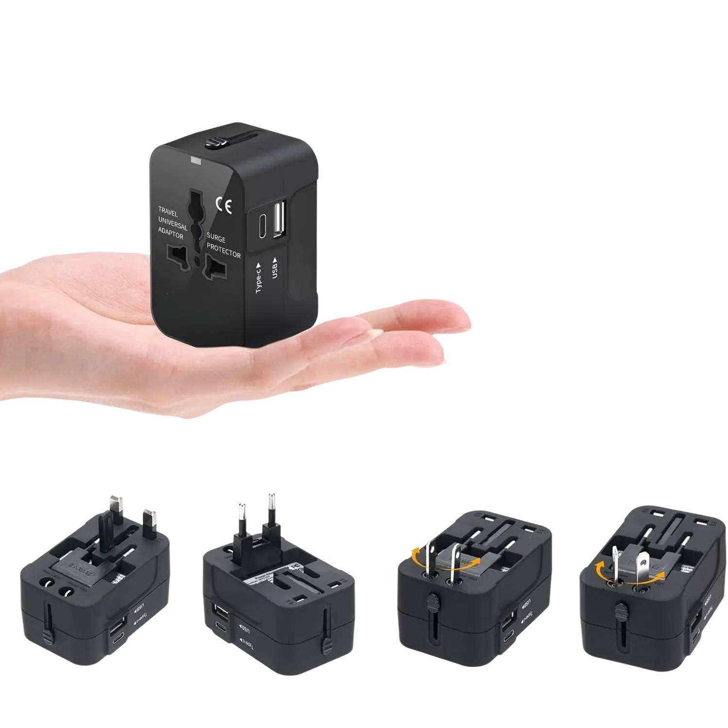 Dual Port Type C USB A Universal Travel Adapter 2