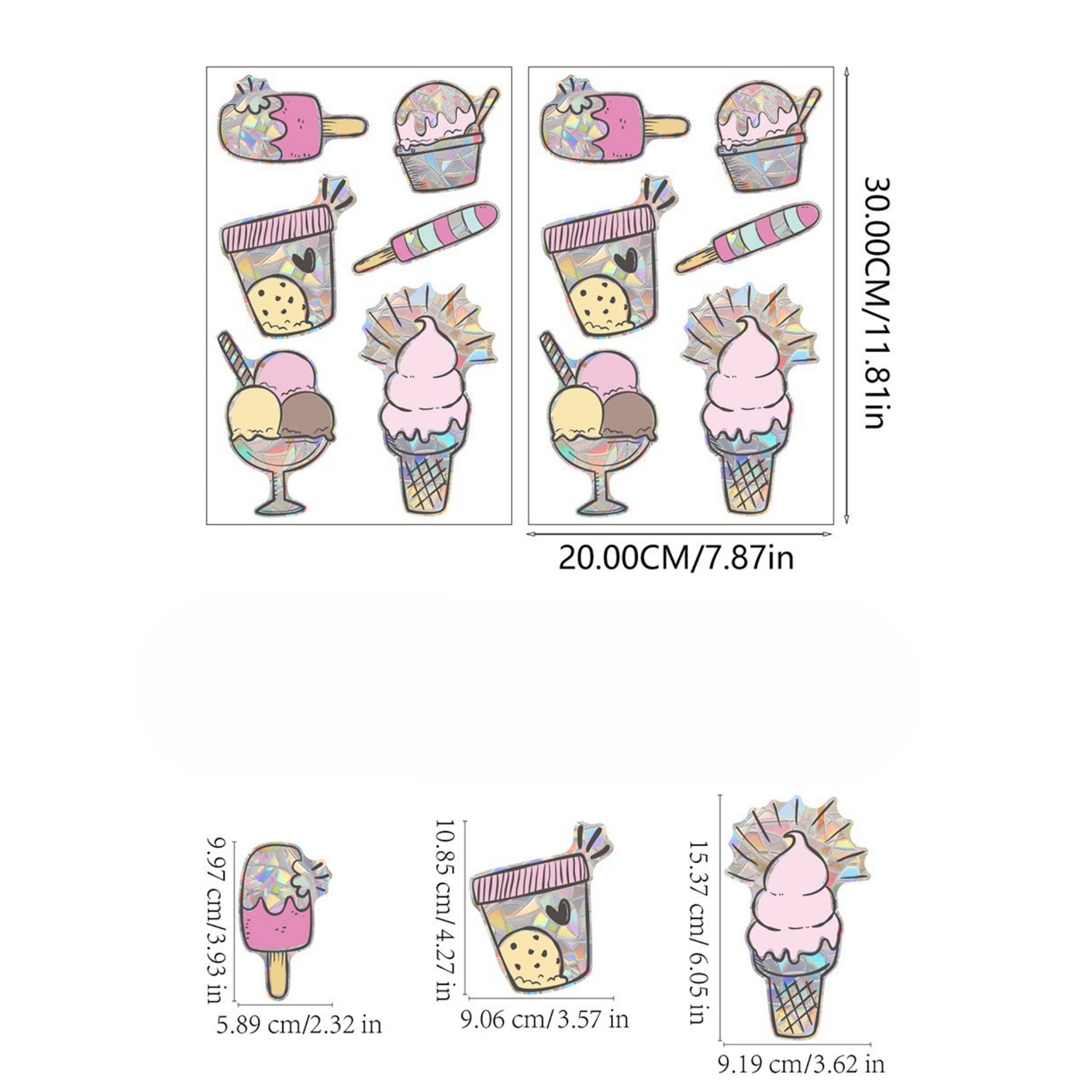 Rainbow Static Stained Glass Decorative Stickers 7