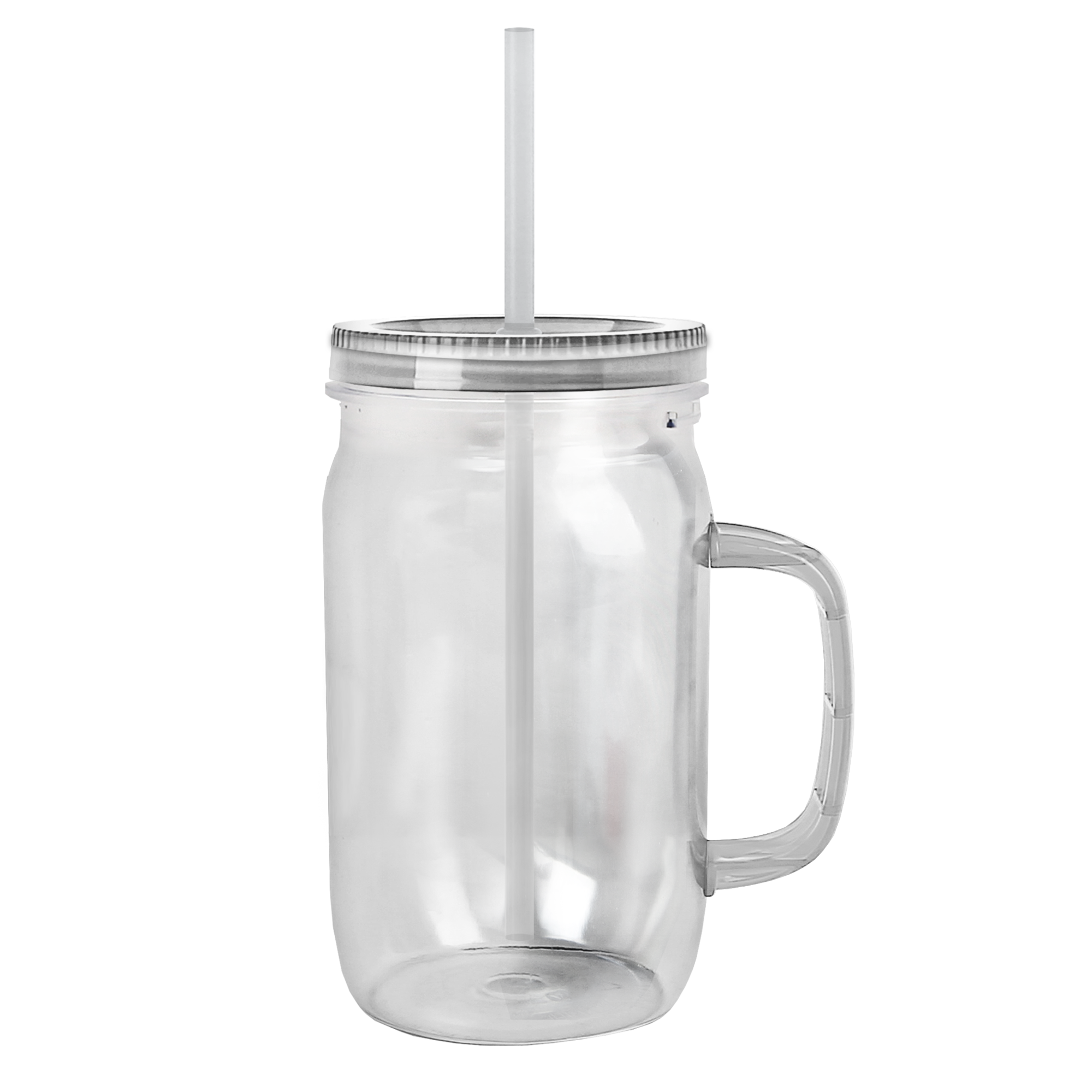 27 oz. Tritan Clear Mason Jar with Translucent Colored Handle, and Straw 2