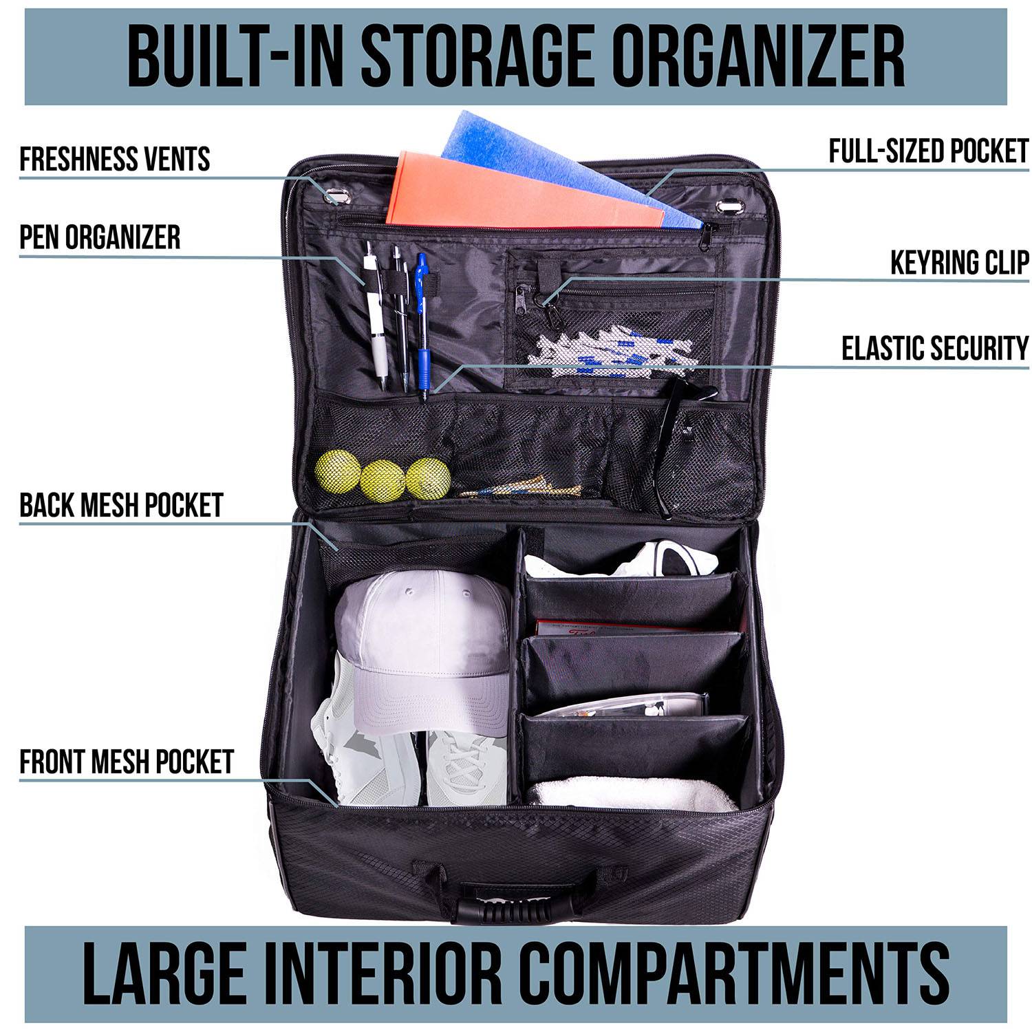 Large Capacity Waterproof Oxford Golf Trunk Organizer 6