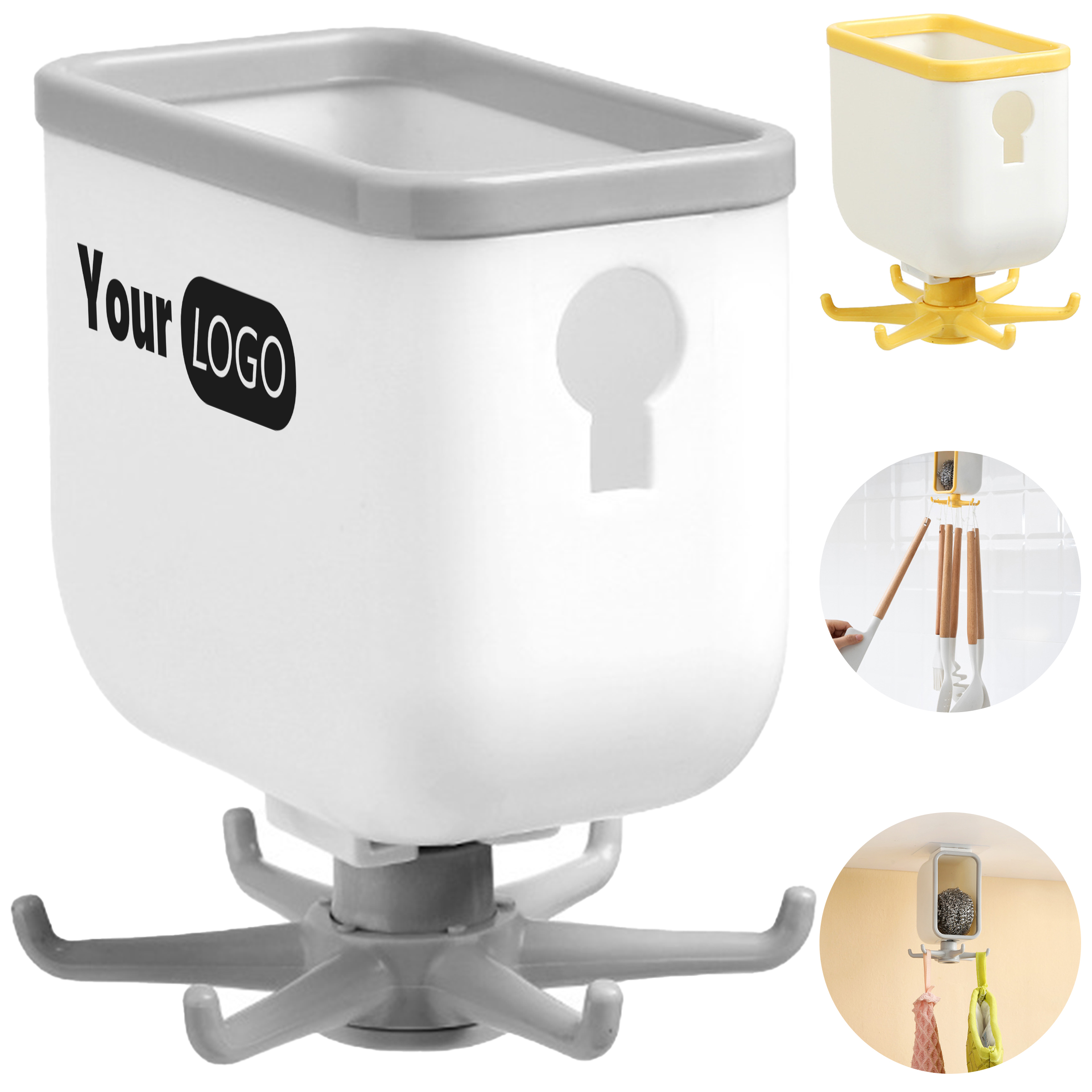 Plastic Multi Functional 6-Hook Rotating Hook Storage Rack 2