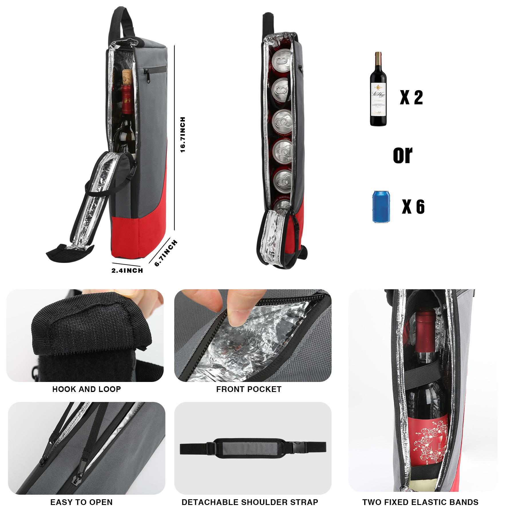 Insulated 6 Can Golf Cooler Bag With Shoulder Strap 4