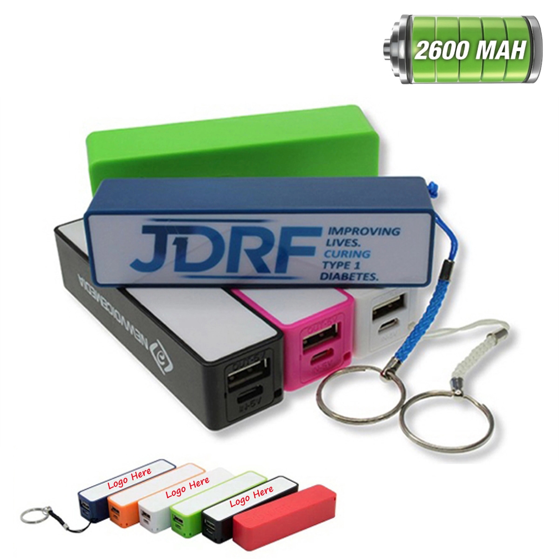 2600mAh Plastic Power Bank with Keyring 6