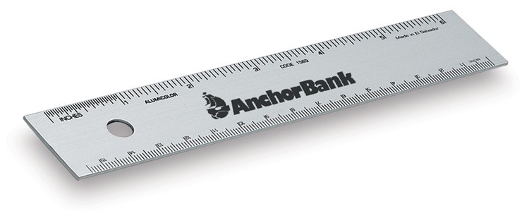6" Straight Edge Aluminum Ruler with Center-Finding Back 9