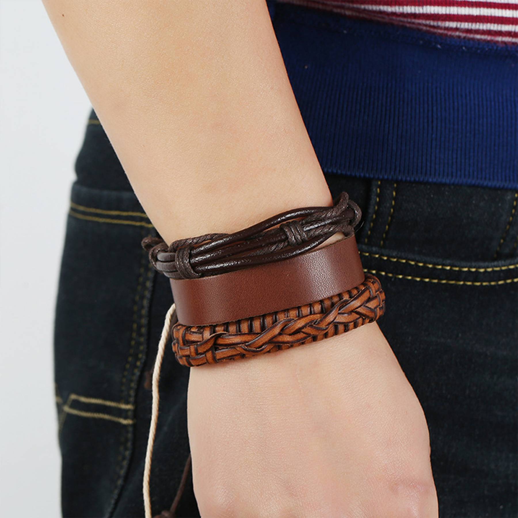 PU Three-piece braided bracelet 5