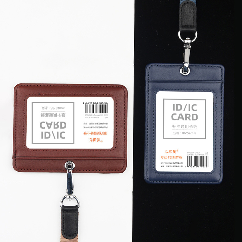 Genuine Leather ID Badge Holder with 3 Slots 9