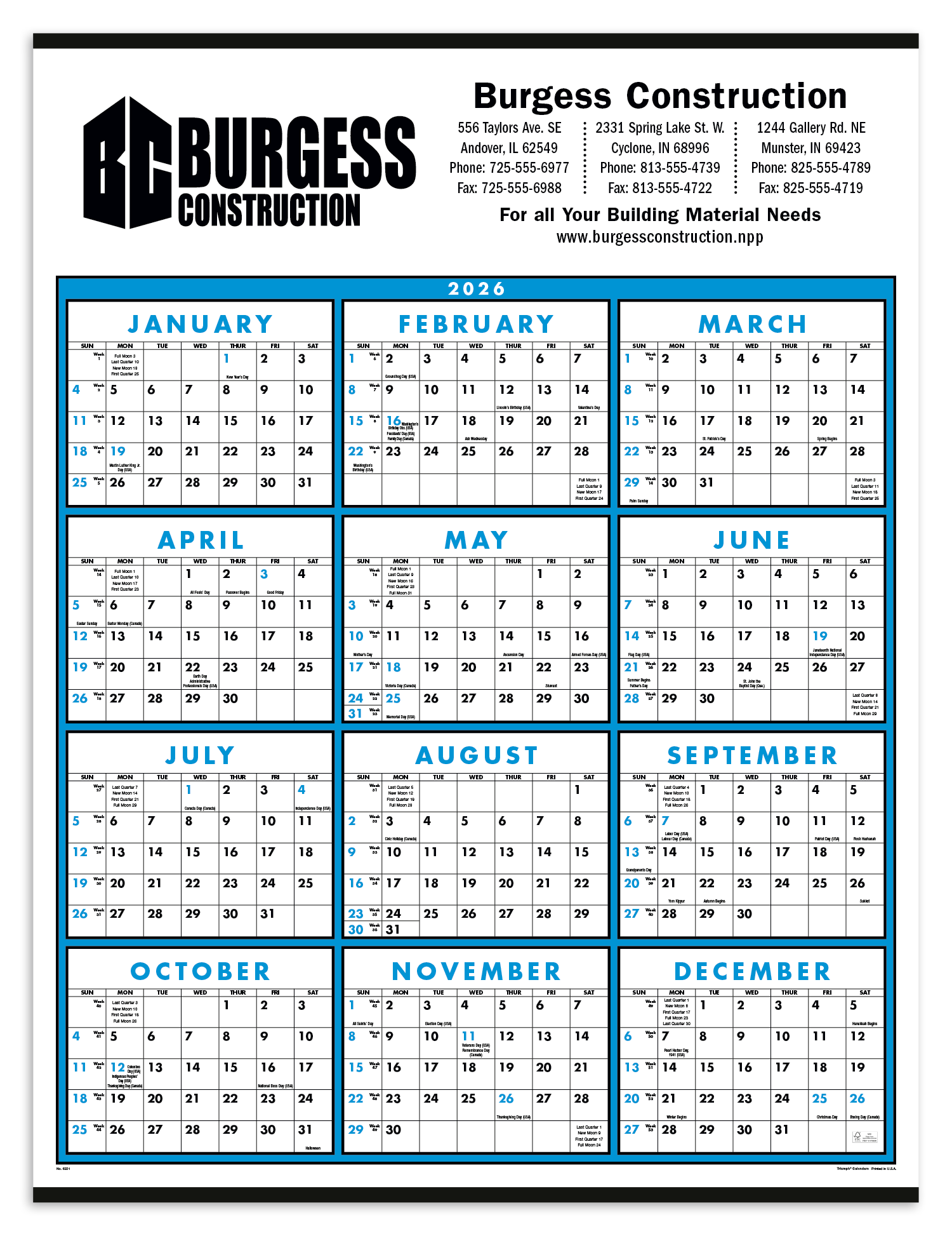 Triumph® Calendars Span-A-Year Non-Laminated Calendar 6