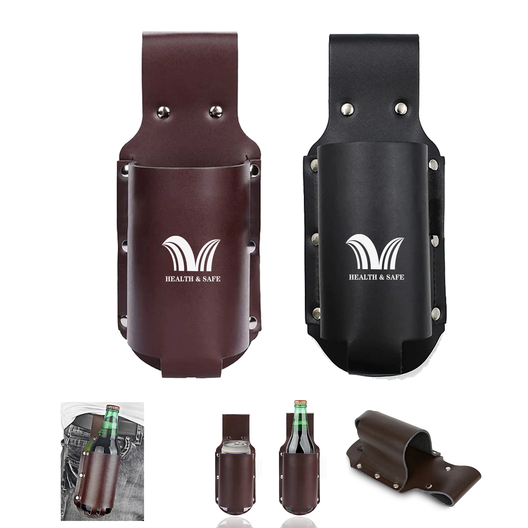Classic Beer Holster Leather Pu Belt Brown Black 1