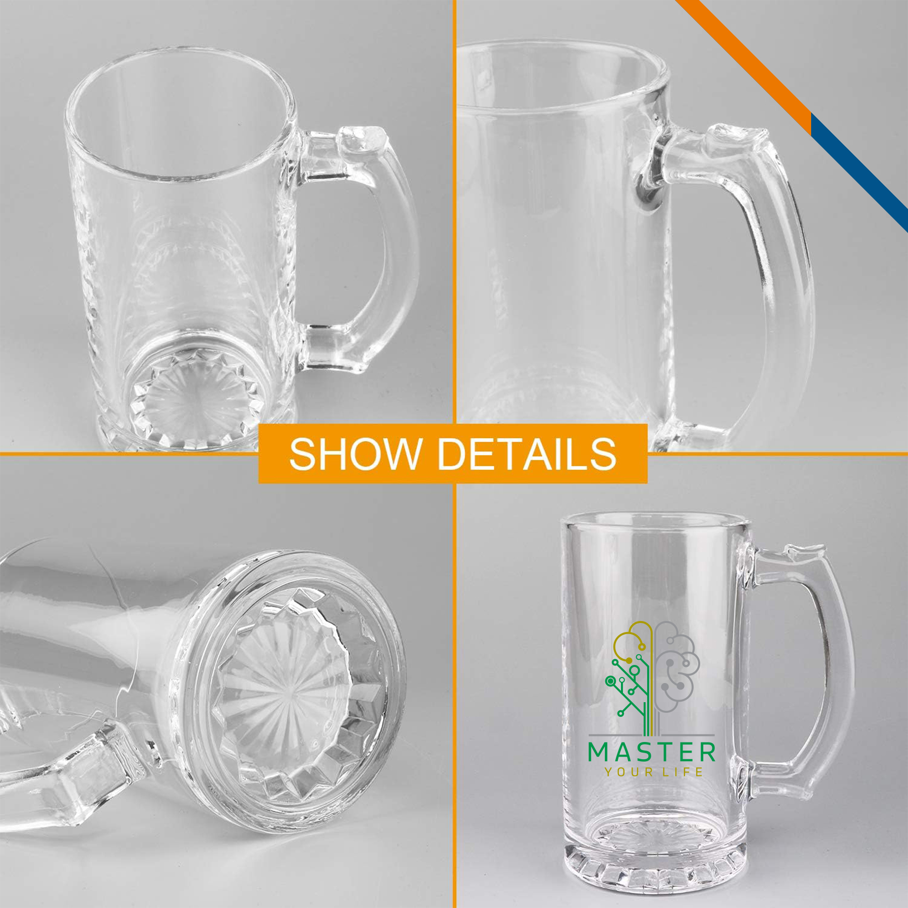 Libbey Hemo Glass Beer Mugs - 25 OZ. 2