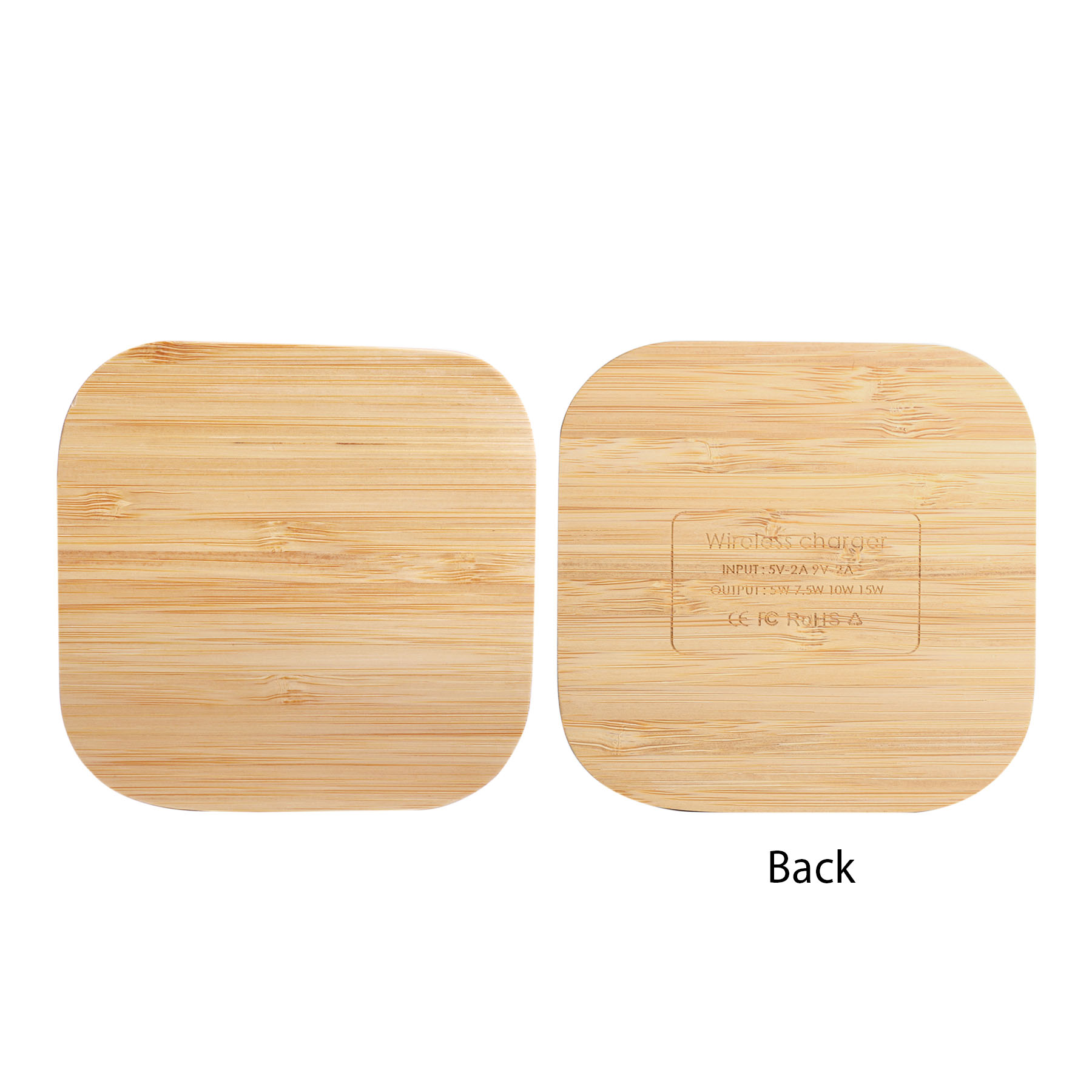 Square Eco-Friendly Bamboo Wireless Charger 3