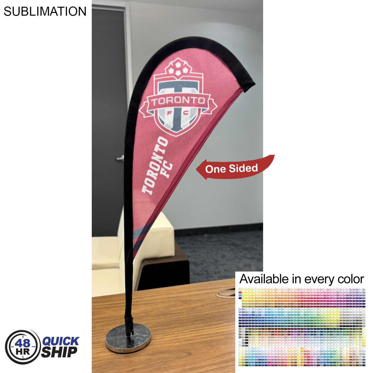 48Hr Quick Ship - Table Topper Teardrop Sail Sign Flag, 20", Full Color Graphics One Side 3