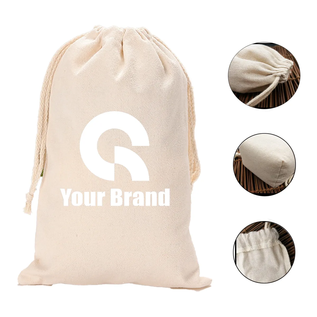5 Pack Reusable Canvas Drawstring Bag All-Over Printing 4