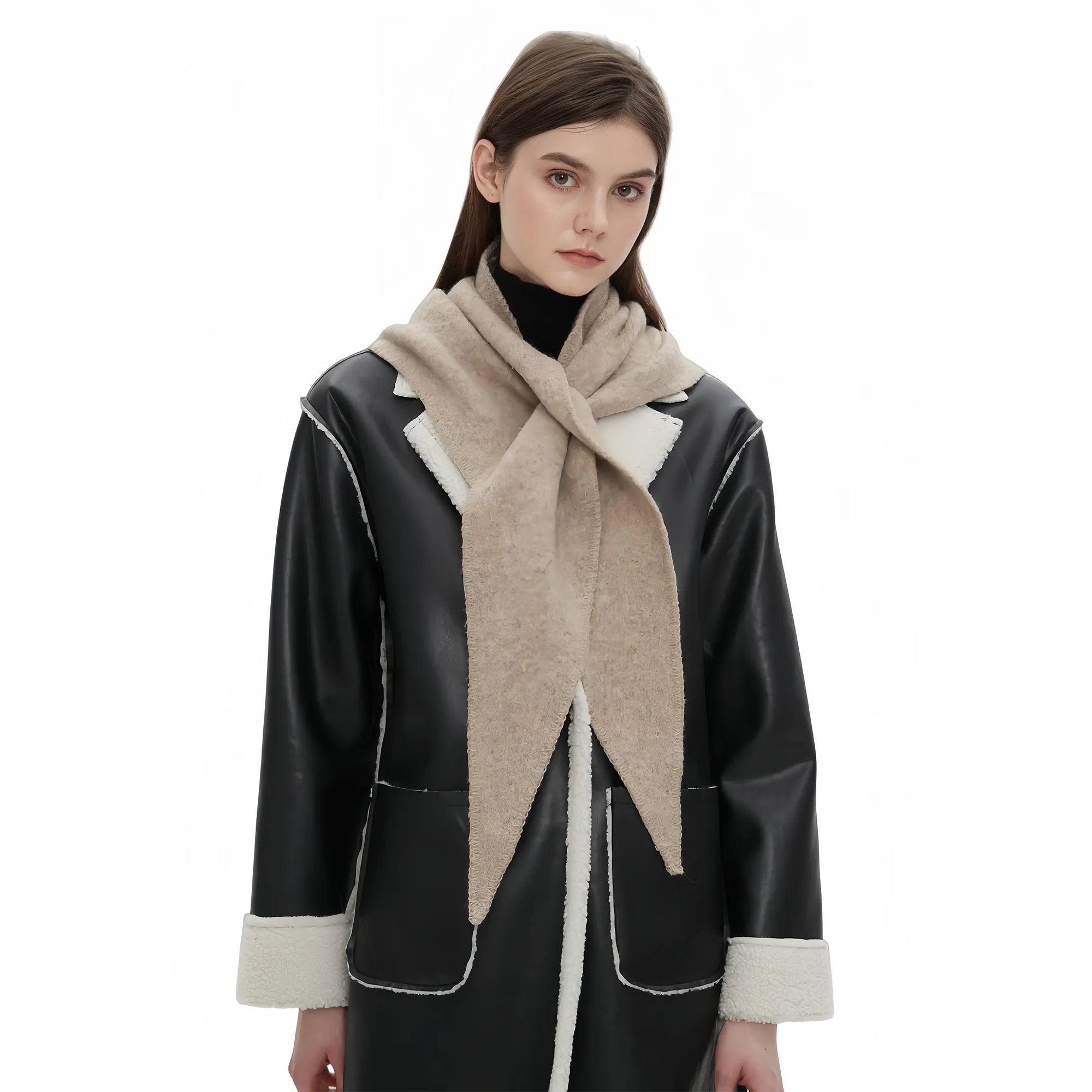 Wool Knit Triangle Scarf Shawl 4