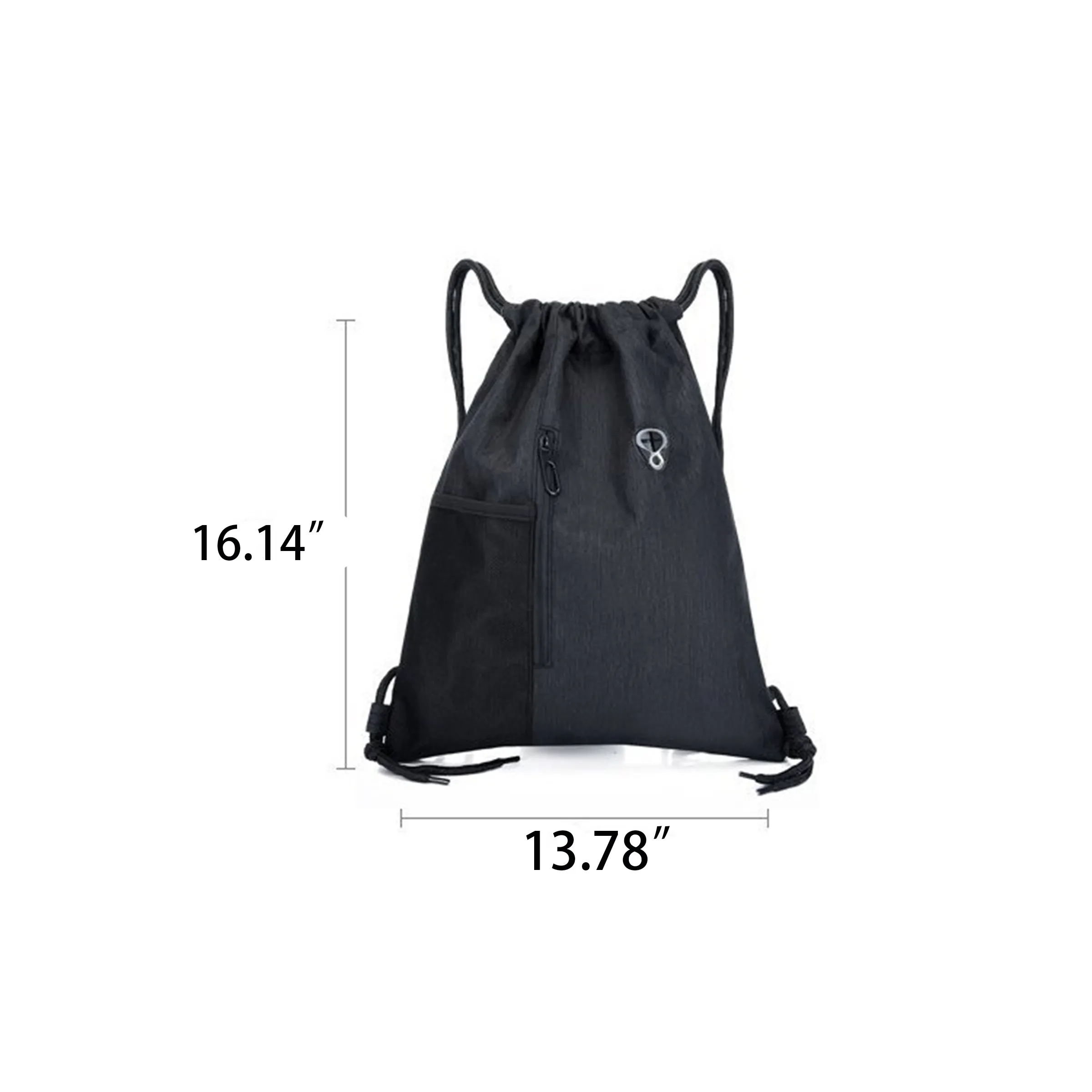 Sports Drawstring Backpack with Zipper Pocket and Mesh Side 3