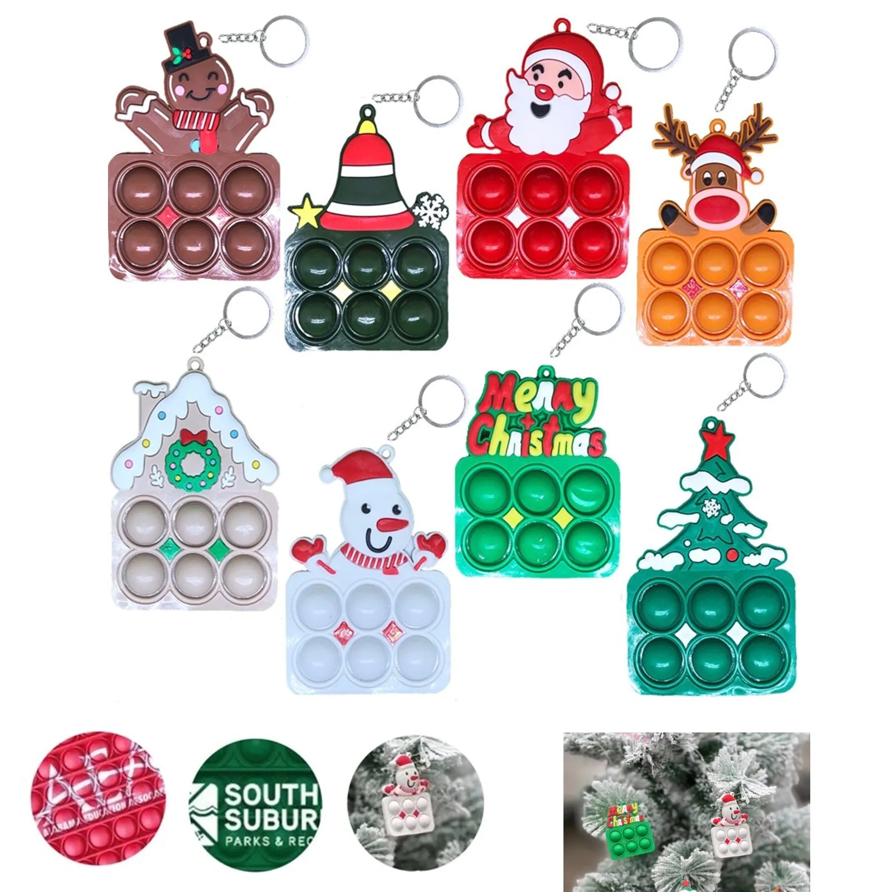 Christmas Ornament Push Bubble Pop Toy Keychain 5
