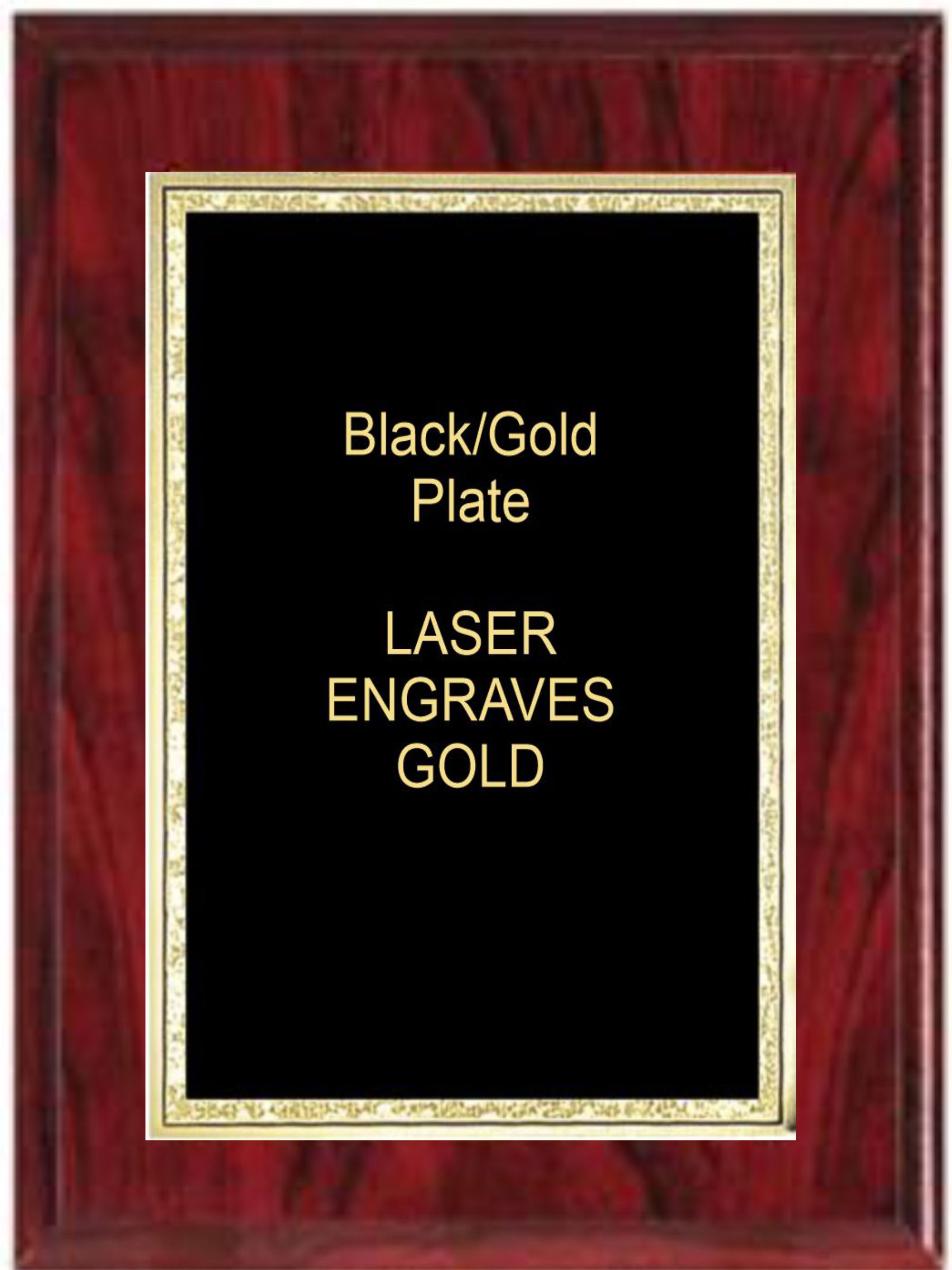 5" x 7" Red Woodgrain Plaque with a Black Florentine Plate 2